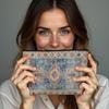 New Creative Pattern Zipper Storage Bag Printed Fine Hemp Cloth Bag Women's Multi Functional Makeup Bag