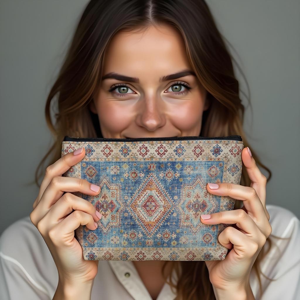 New Creative Pattern Zipper Storage Bag Printed Fine Hemp Cloth Bag Women's Multi Functional Makeup Bag