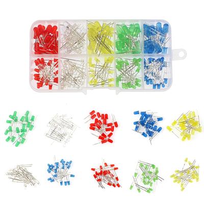 200pcs/caixa LED Luzes Emissoras Diodos Sortido Conjunto, 3MM 5MM LED Diodos Kit para Eletrônico DIY Branco Vermelho Azul Verde Amarelo