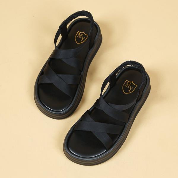 

Fashion Clogs With Heel Sandals Elastic Band Muffins shoe Women s Low Shoes Suit Female Beige Open Toe 2025 Summer Thick Slip-on Flat Lo 35