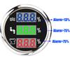 Digital 52mm Gauge 3 IN 1 Water/Waste/Sewage Level Gauge with Flash Alarm 0-190ohm Multi Meter Blue,Green,Red LED for Car