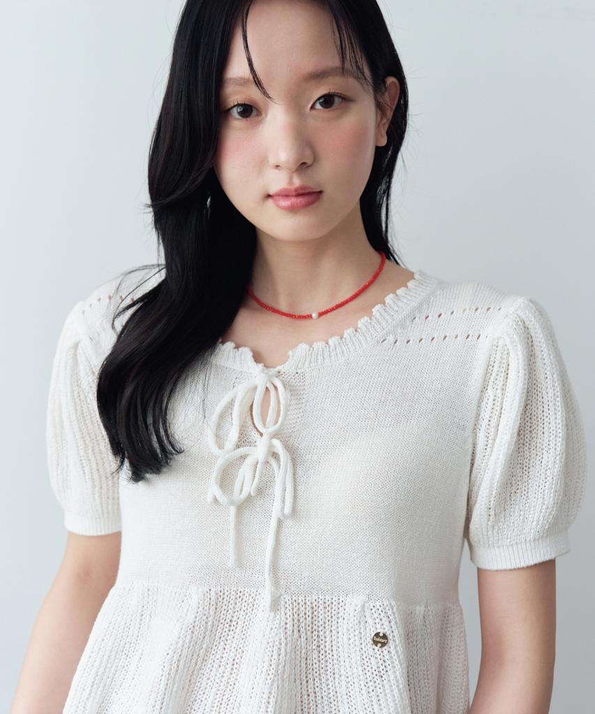 KNIZURE Flare Ribbon Half Knit_Cream