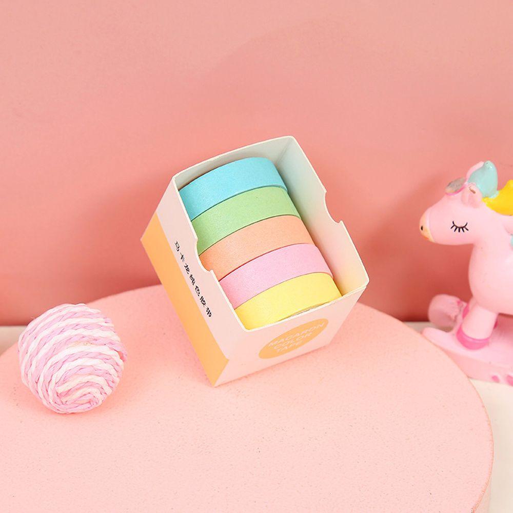 Students Stationery Solid Color Tape Set Decorative Tape Scrapbooking Adhesive Tape Masking Tape