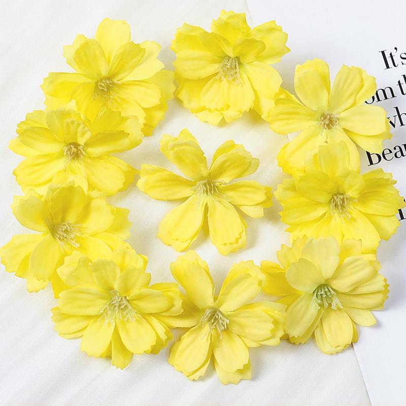 

10/20/50Pcs Artificial Flowers Rose Head For Home Decor Fake Flower DIY Craft Wreath Accessories For Marriage Wedding Decoration 10Pcs жовтий