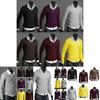 Stylish Men's Long Sleeve V-neck Knitted Cardigan Pullover Warmer Jumper Sweater Shirt Top For Casual Wear