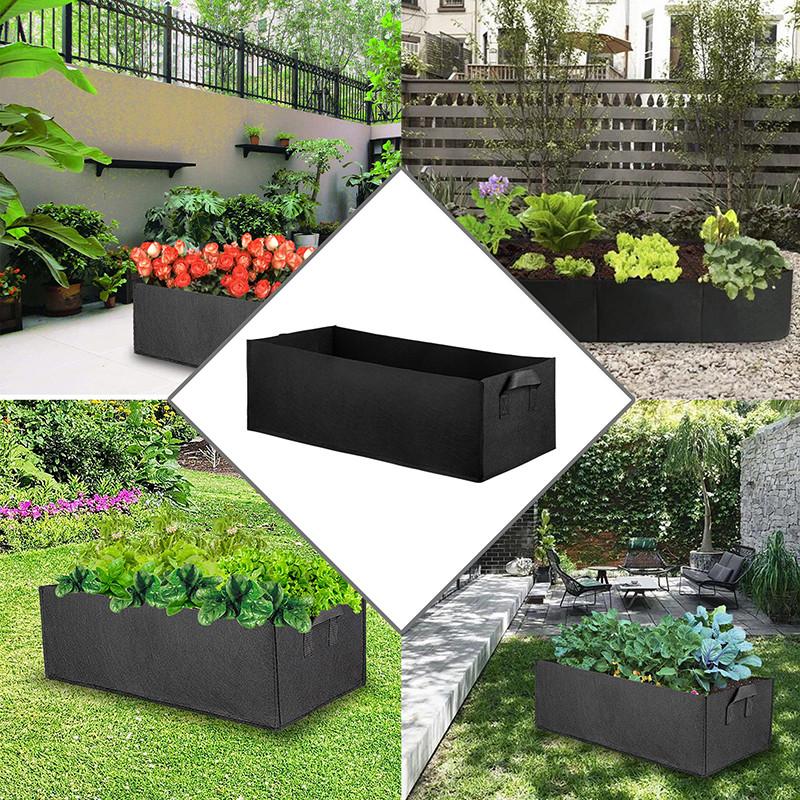 2/3 buc Sac de Cultivare din Feutru Dreptunghiular Strat de Grădină Jardiniere de Flori Plante Legume Ghiveci de Pepinieră Container de Plantare