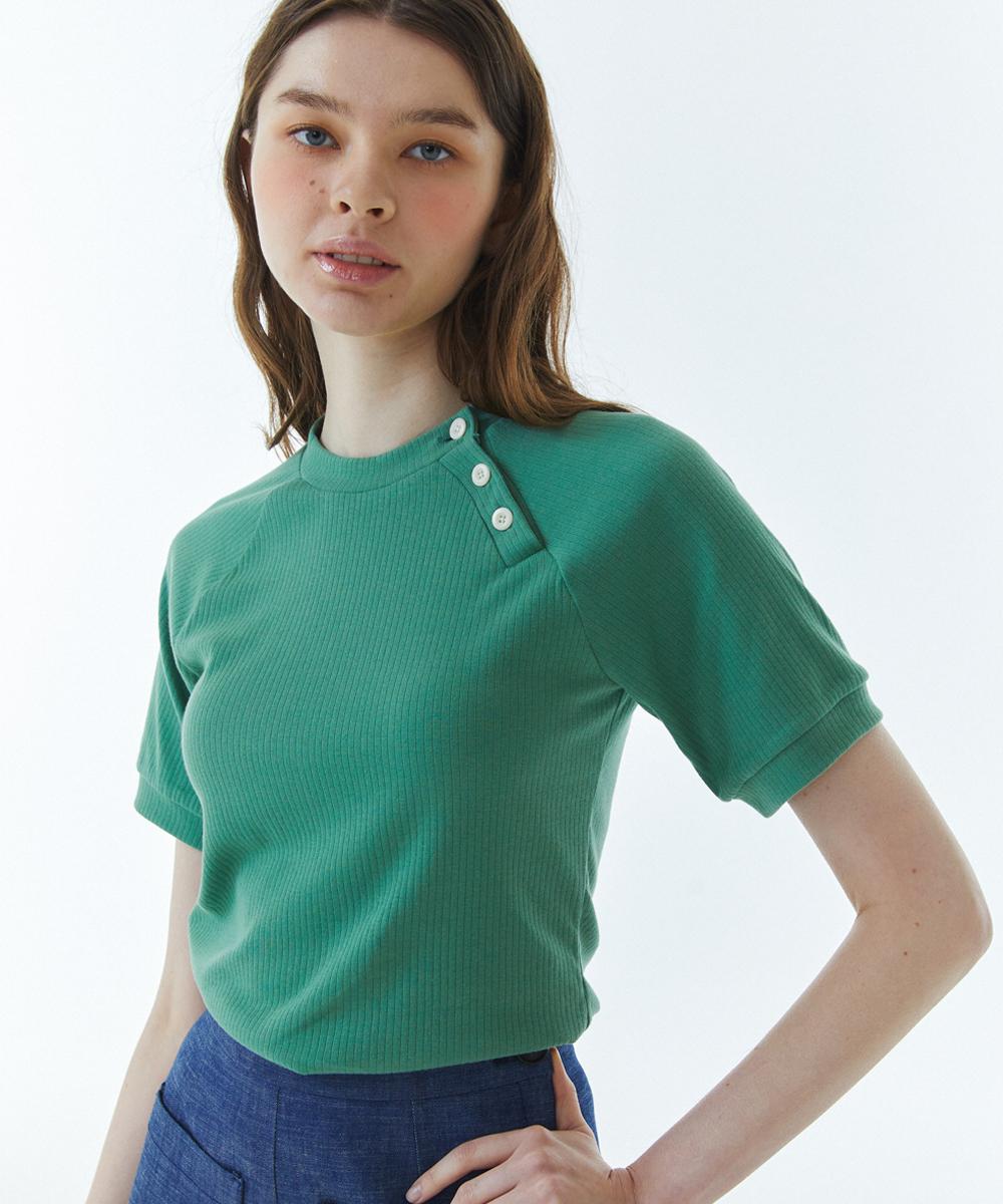 Raverous Rvs Button Raglan T-Shirt Green 1(Free)