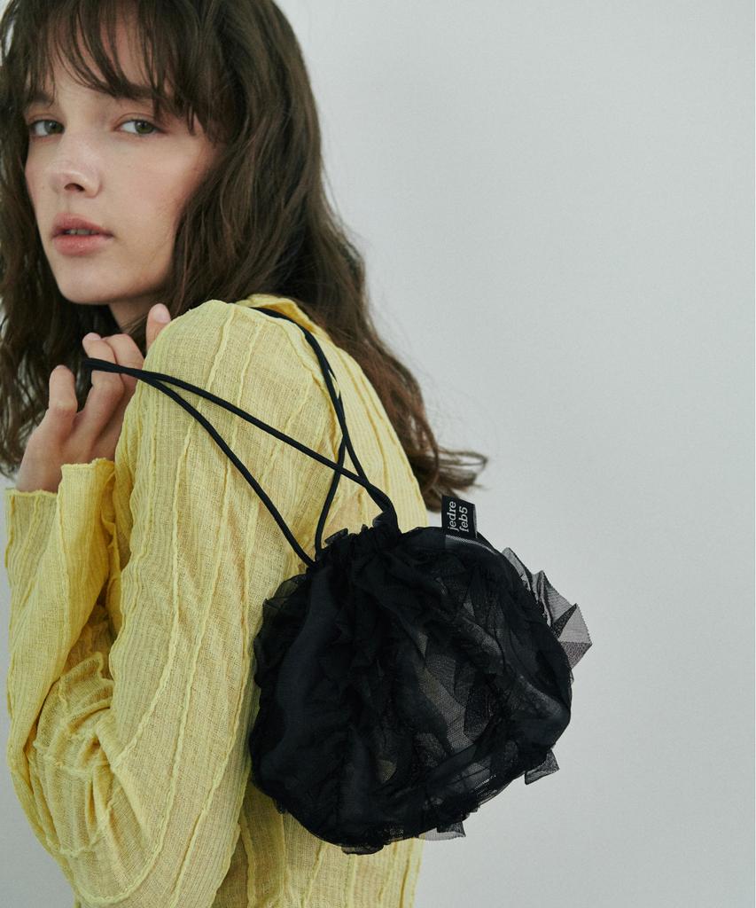 Jedrefeb5 Sheer Ruffle Pouch Reversible 2 Colors