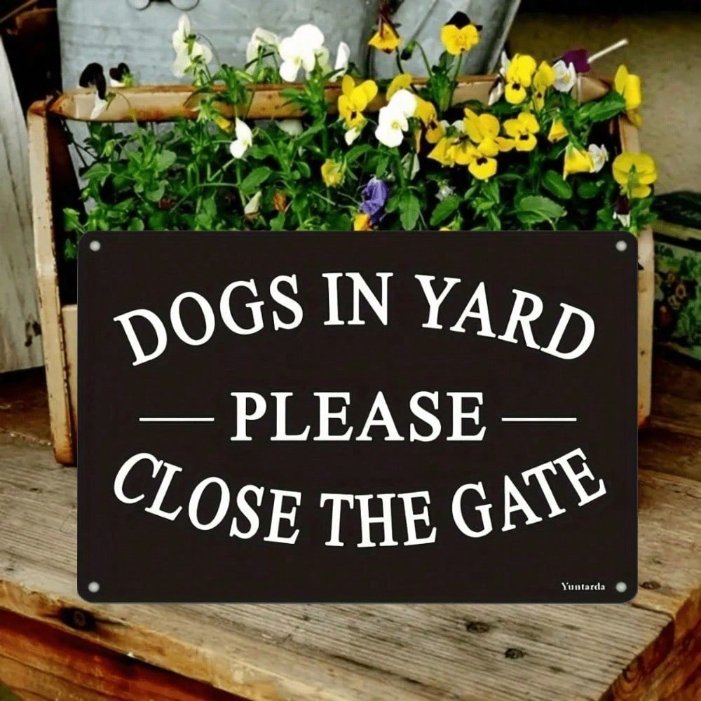 Vintage Tin Sign Metal Plaque Please Close Gate For Dog 8x12 Inch Home Decor Wall Art Bar Cafe Garage