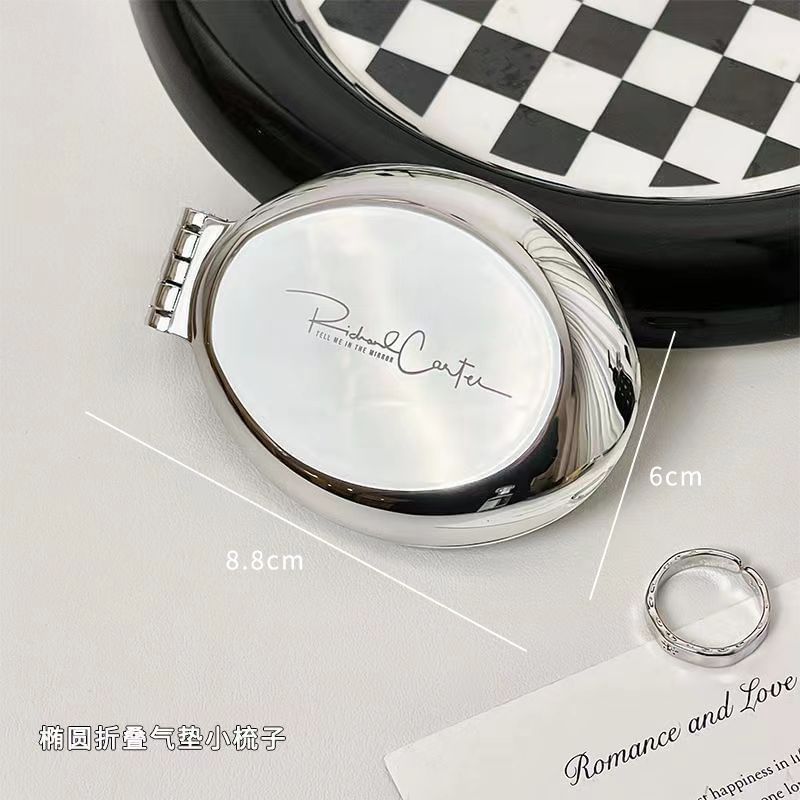 Coolkiss - Lettering Portable Mirror with Hair Brush / Bow Adhesive Decoration / Set (Various Designs)