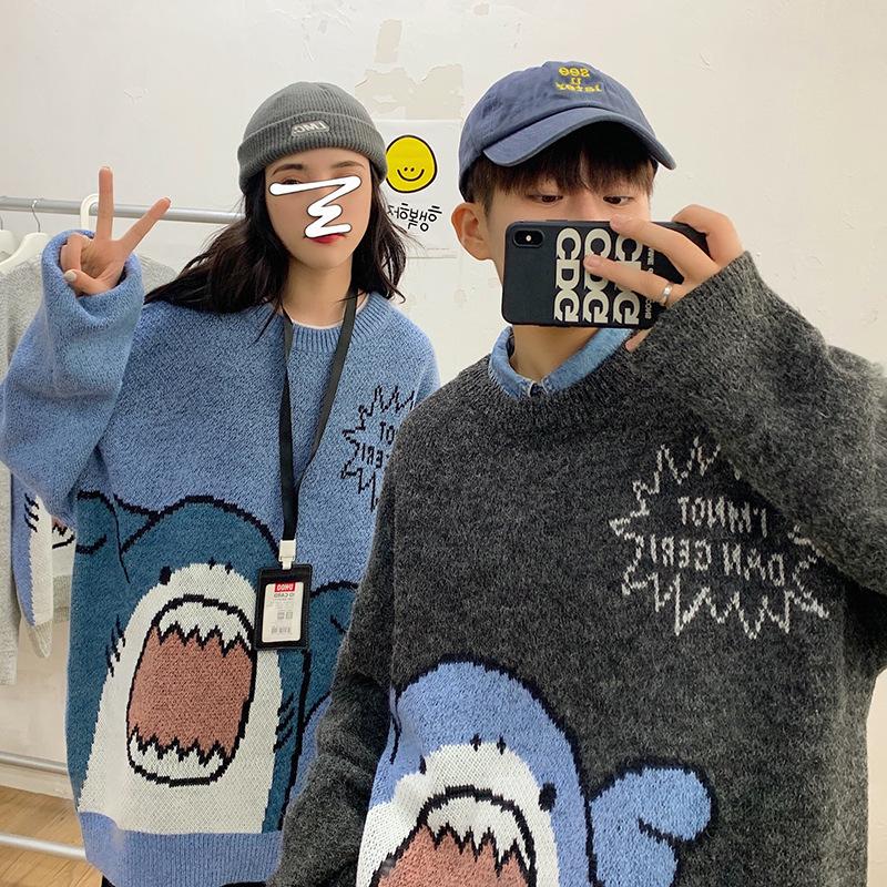 French Couple Niche Design Cute Cartoon Pullover Sweater - Women's Loose Autumn/Winter Outerwear