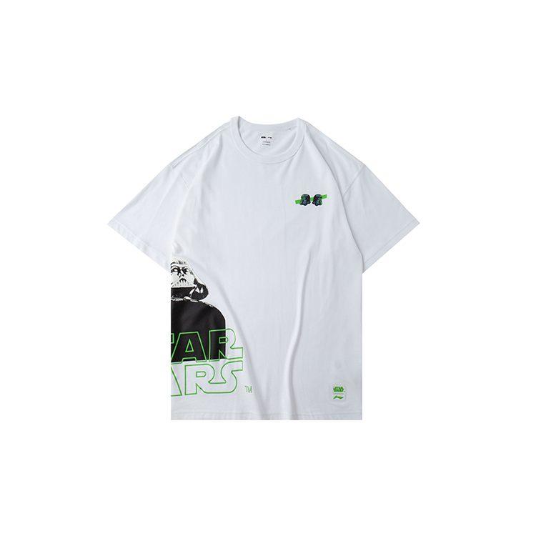 Li Ning T Shirts Men's White Crew Neck Moderate Straight Fit AHSQ267-3