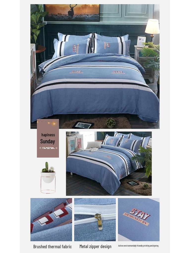 Four-Piece INS Style Cartoon Bedding Set: A-Class Single Duvet Cover, Universal for All Seasons