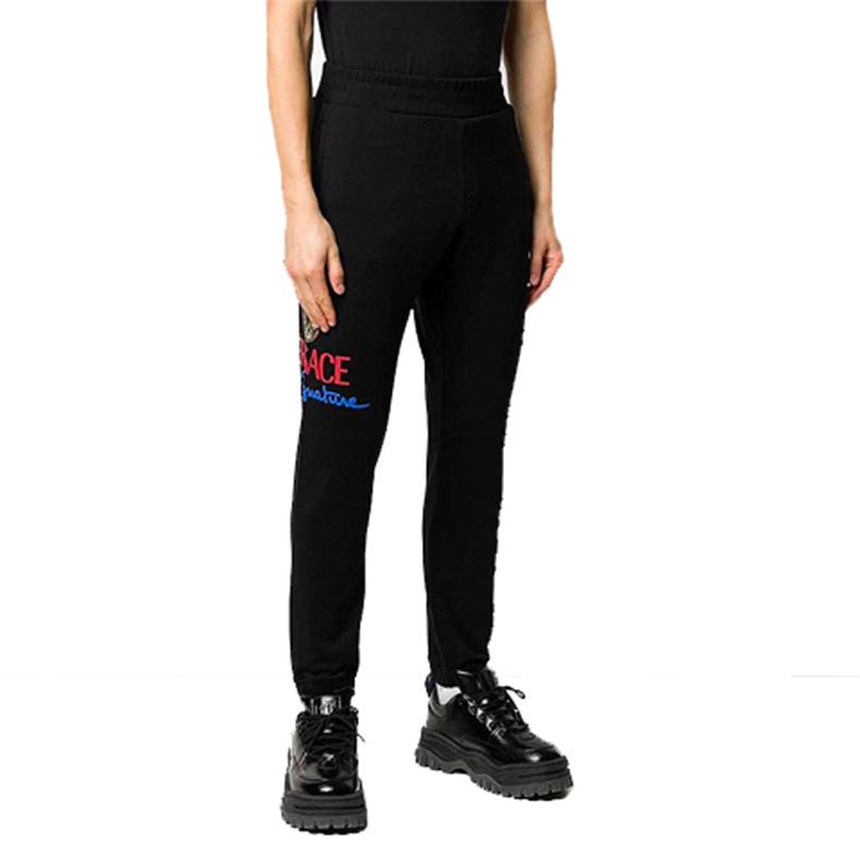 VERSACE Knitted Sweatpants Men's Black Moderate Cuffed Pants A86025-A231242-A1690