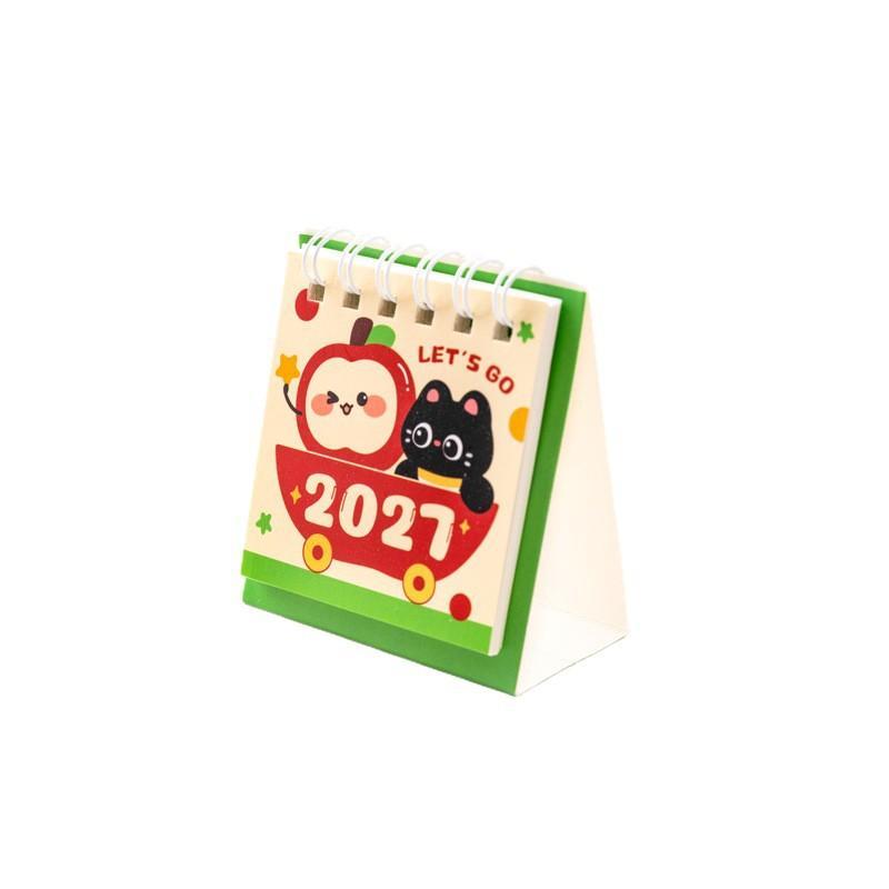2027 Mini Desktop Calendar Cute Cartoon Cat Prints Desk Calendar Portable Office Desk Decoration