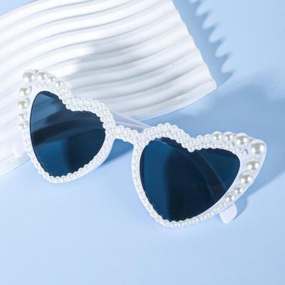 Nouveaux Lunettes de Soleil Tendance Cœur Perle - Style Cœur Pêche pour Fêtes