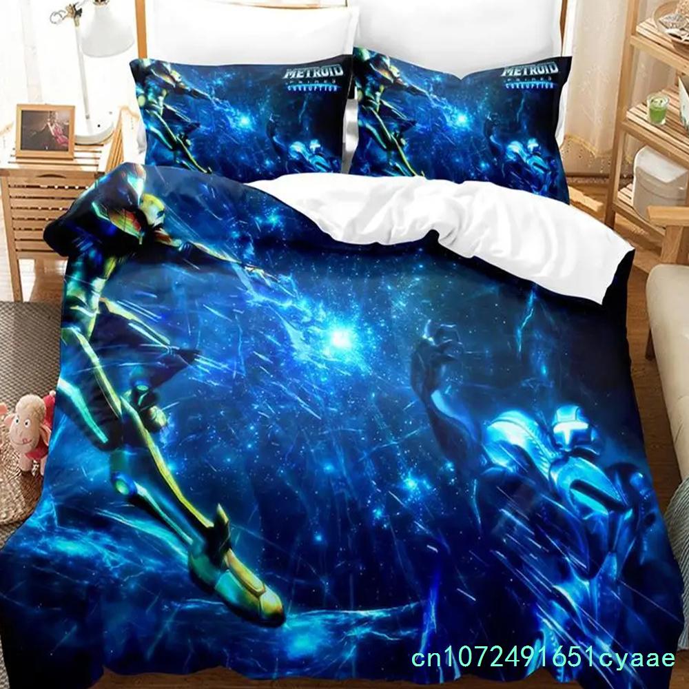 Set Biancheria da Letto Metroid Prime Corruption per Bambini e Bambine, Matrimoniale, Singolo, Federa, Lenzuolo, Letto, Bambini, Adulti, Moda, Tessile per la Casa