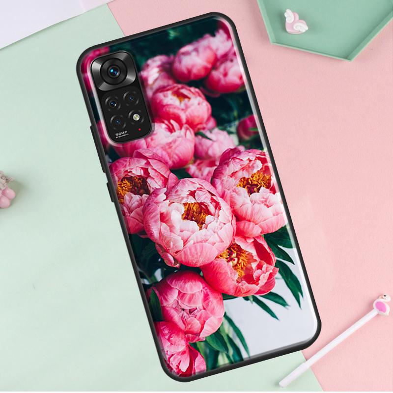 Bujori Floare frumoasă pentru Redmi Note 12 Pro Plus Husă pentru Redmi Note 10 8 9 11 Pro 12S 11S 10S 9S 9C 10C 12C