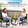 Rattan Bistro Set, 3 Piece Garden Furniture Set with Glass Top Table and Cushions, Dark Grey
