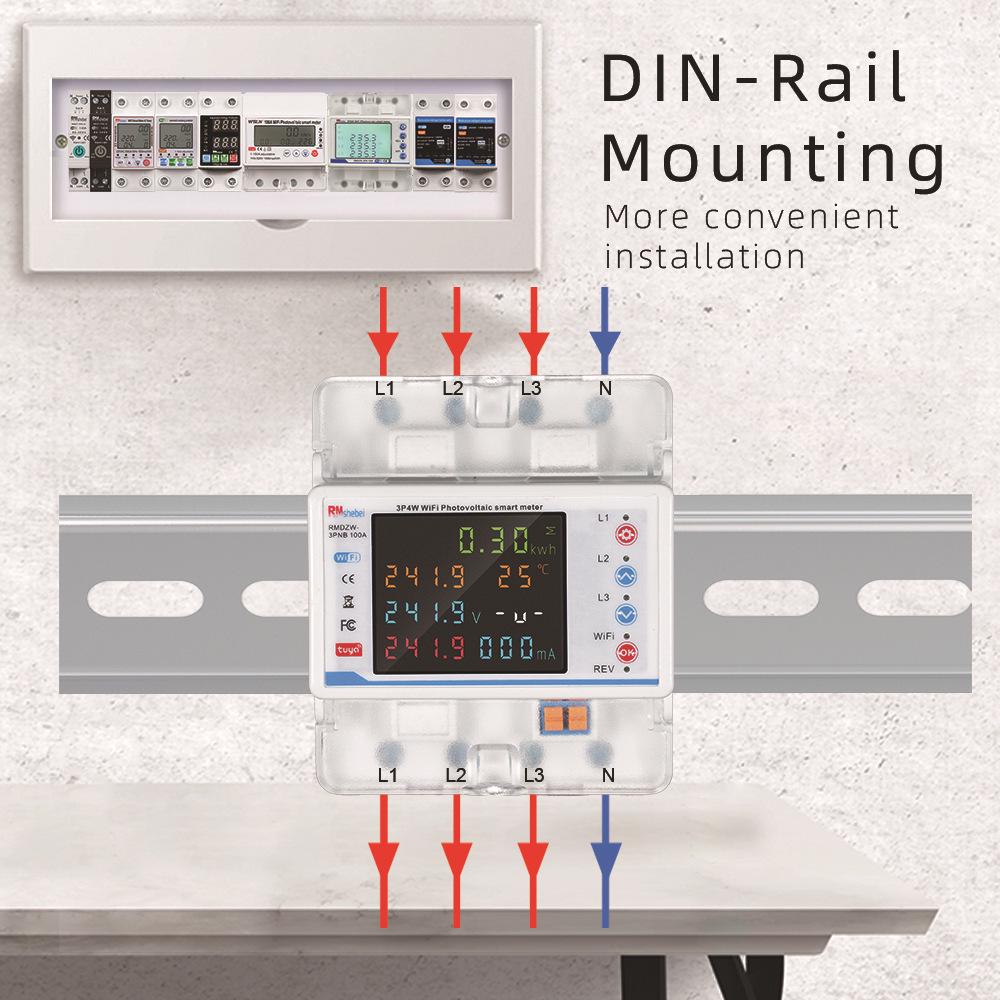 Graffiti WiFi Smart 3-Phase 4P Circuit Breaker with Color Screen and Remote Control (No Leakage Protection)
