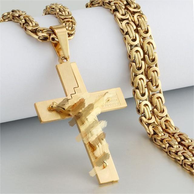 2026 Fashion Trend Personality Cross Pendant Flat Necklace Jewelry Men's Pendant Necklace Jewelry Accessories