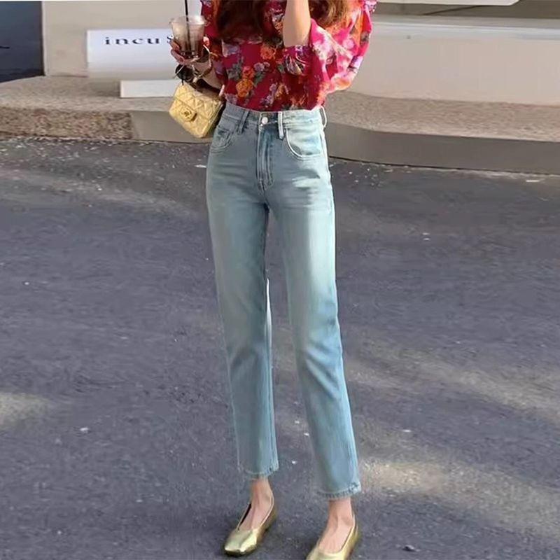 

High-Waisted Slimming Straight-Leg Cigarette Pants for Women - 2026 Summer Elastic Denim for Petites Size 25