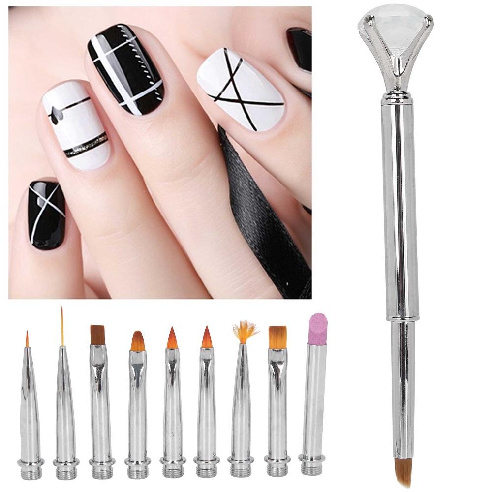 1 x Pen 10 x Pen Head Detachable Gel Pen Detachable Nail Art Brush  Diy Nail Decoration