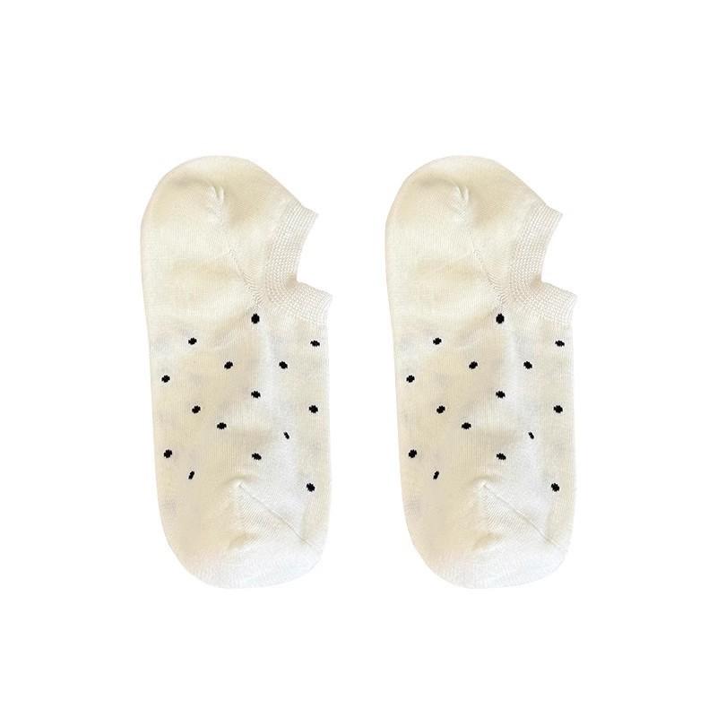 Female Summer Thin Cotton Non Slip Heel Shallow Mouth Invisible Dot Socks