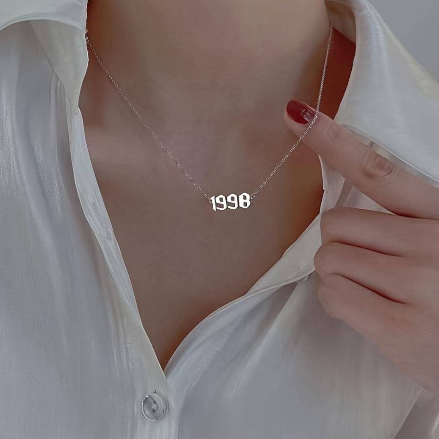 1999 Titanium Steel Minimalist Number Necklace - Unisex Anniversary Jewelry Gift for Valentine's Day, Casual Attire & Special Occasions