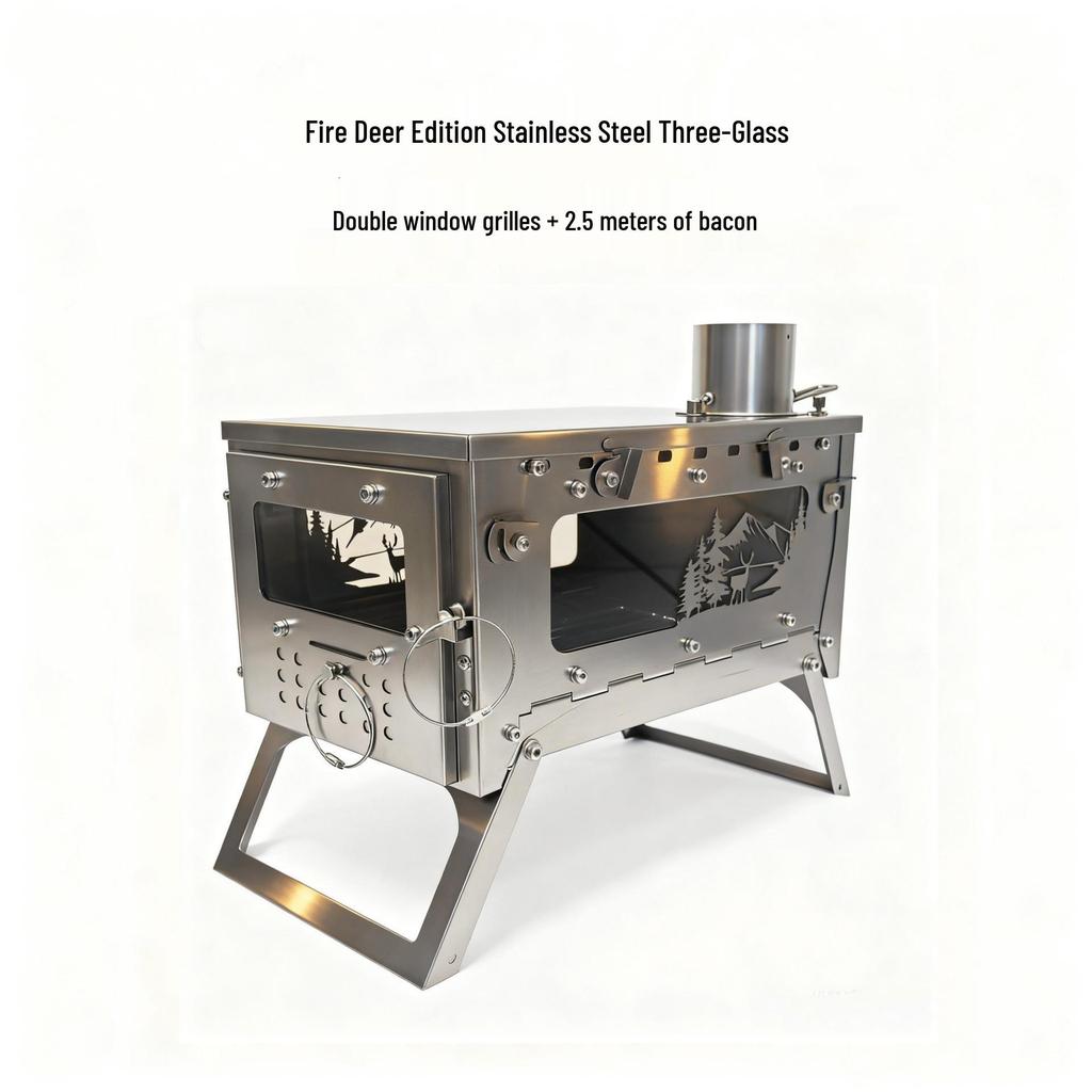 Foldable Stainless Steel Firewood Stove for Outdoor Camping and Hiking
