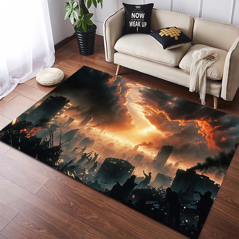 Private Jet Above Clouds Area Rug, Non-Slip Floor Mat for Living Room