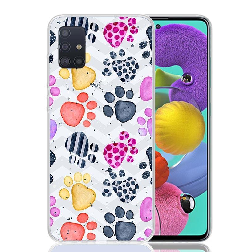 Cartoon Cute Dog Paws For Samsung Galaxy A52S A42 A32 A22 A12 A02S A51 A50S Phone Case A41 A31 A21S A30S A20S A20E A70 A71 A40 A
