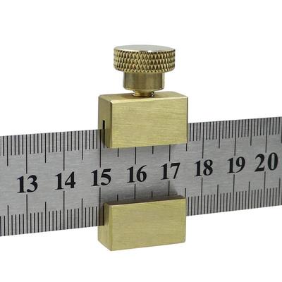 Brass Positioning Adjustment Block for Steel Ruler - Woodworking Marking and Fixing Stop Block