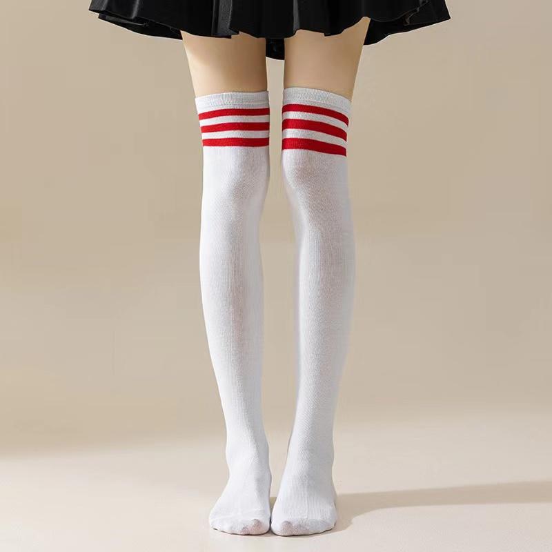 

New 1Pair Sexy Long Socks Solid Color Striped Women Over Knee Thigh High Over The Knee Stockings Ladies Girls Warm Knee Socks One Size