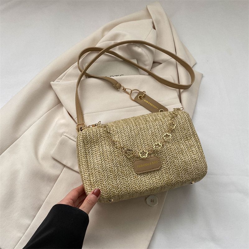 Соломенная сумка для женщин New Tide Advanced Texture Woven Crossbody Bag универсальная нишевая популярная сумка-подушка хаки 1236₽