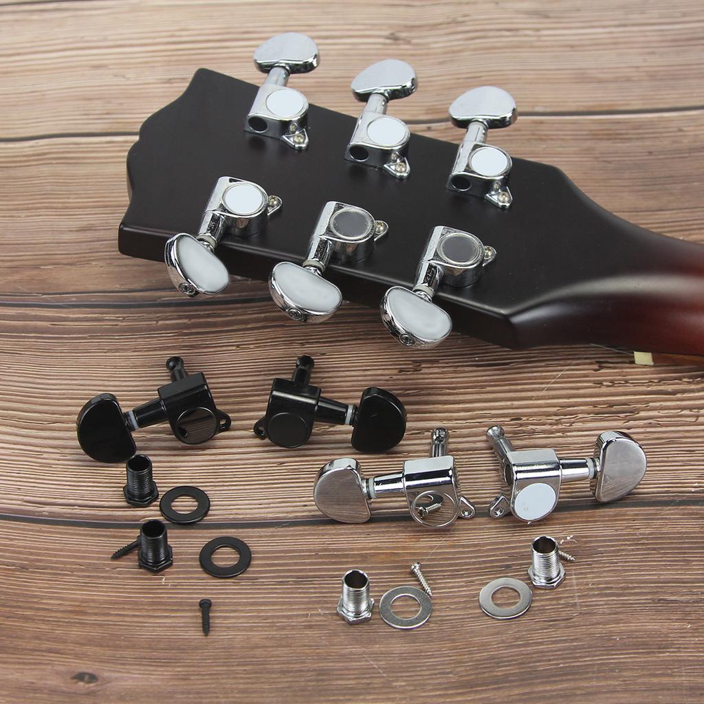 FLEOR 6PCS 3L3R Sealed Guitar Machine Heads Tuners Tuning Pegs Keys Chrome /Black