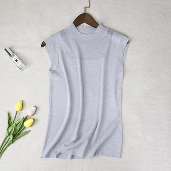 Women's Sleeveless Ice Silk Knitted Camisole - Versatile Summer Top