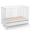 2-in-1 Wooden Cot On Wheels with Drawer 120x60 + Couch - White 2-in-1 Wooden Cot On Wheels with Drawer 120x60 + Couch - White