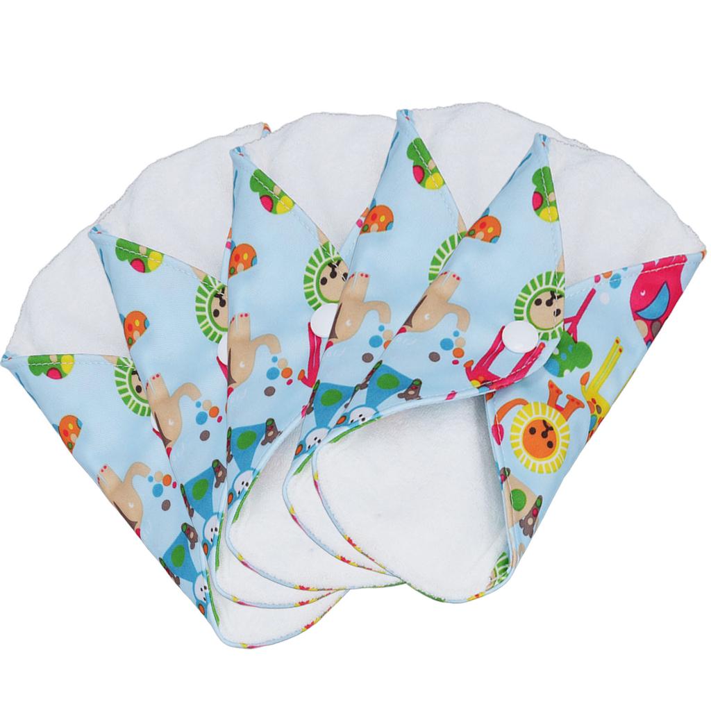 5PCS Reusable Menstrual Pads Zoo Print Absorbent Soft Comfortable Bamboo Cloth Sanitary Pad for