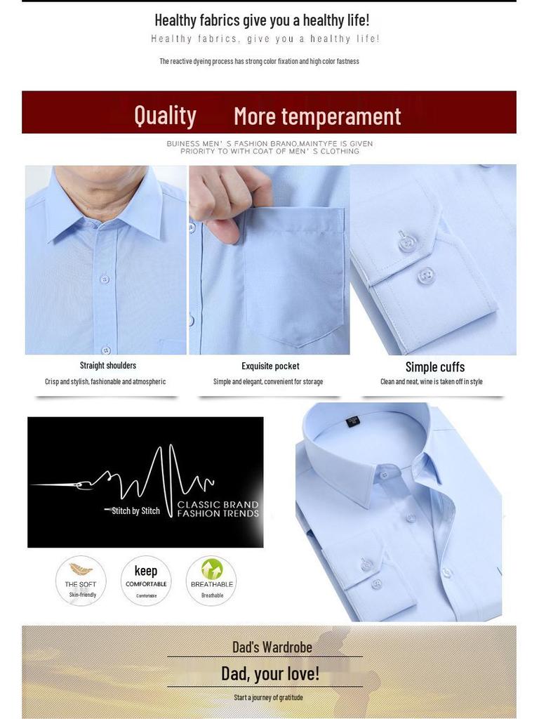 Frühlingslockere gestreifte Langarmhemden für Männer mittleren und höheren Alters