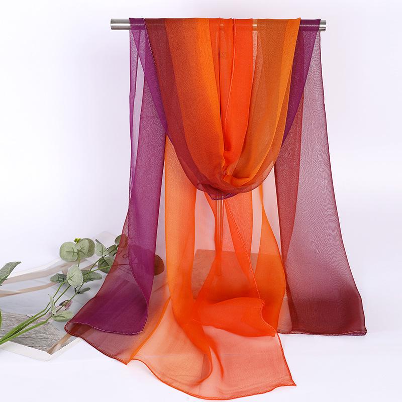 Damen Schal aus Seide mit Farbverlauf: Vielseitiger, leichter Schal für den Sommer, Tanz und Körperformung, lang und dünn aus Georgette.