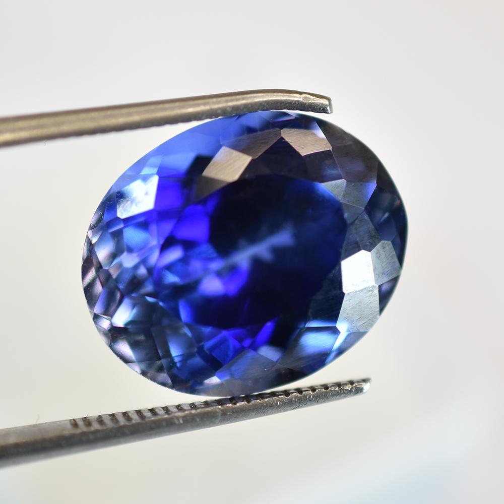 Natural Blue Tanzanite 13.85ct Oval Cut Certified Loose Gemstone