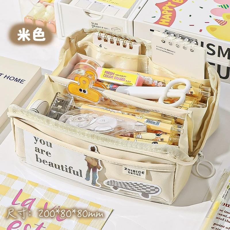 Large Capacity Pencil Case Multi-Layer Pencil Bag Stationery Pencil Bag Students Back To School Storage Bag Office Stationery