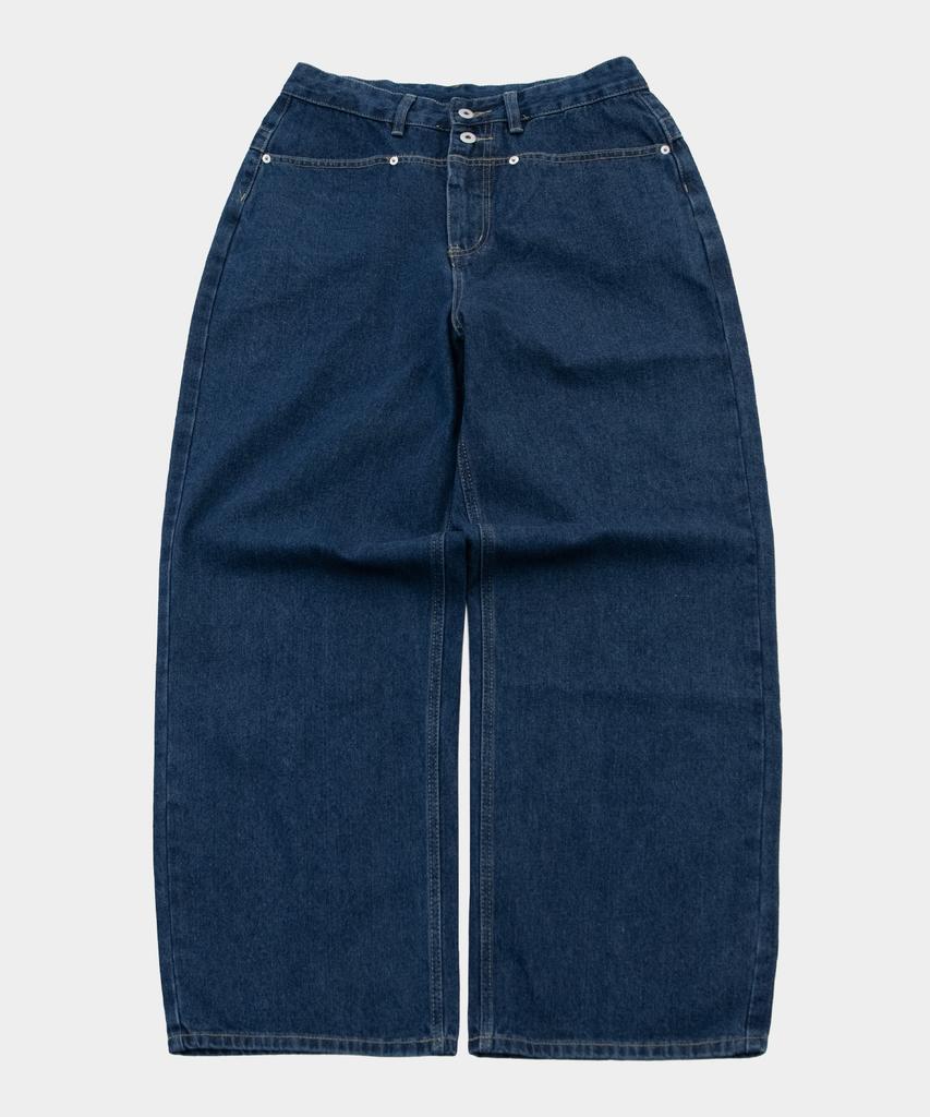 SOMEPLACE MAN Paisley Bandana Color Block Pocket Detail Wide Fit Denim Pants [Medium Blue]