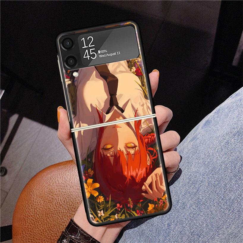 

C-Chainsaw Mans Makima Phone Case For Samsung Z Flip 7 6 5 4 3 Galaxy ZFlip7 ZFlip6 ZFlip5 ZFlip4 ZFlip3 5G Print Cover Samsung Z Flip 3