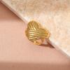 Golden Plated Hammered Heart Statement Ring with Ribbed Wrap Accent for Women Elegant Jewelry Gift