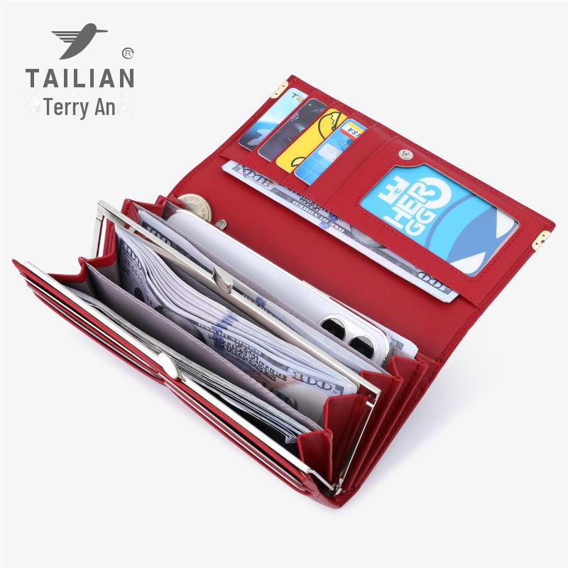 Tailian New Ladies' Four-Leaf Clover Multi-Function Solid Color Handbag Wallet