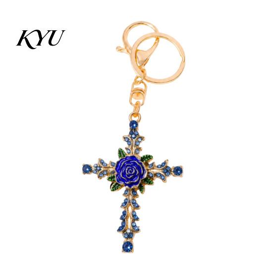 Decorative Rose Keychain Retro Rhinestone Keychain, Golden Plated Alloy Key Ring for Purse Charm Men Women, Pendant Handbags Backpacks Decoration Zinc