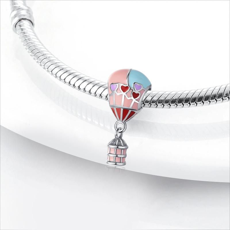 New 925 Silver Charm Bracelet Women Jewelry Travel Series Camera Air Balloon Motorcycle Accessories