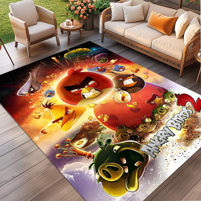 Angry Birds Print Rug, Washable Floor Carpet, For Entryway Dorm Laundry Room Office Study, Home Decor Birthday Christmas Gift